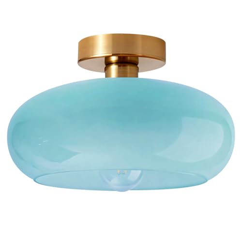 Qufute Blue Close to Ceiling Light Fixture Vintage Flush Mount