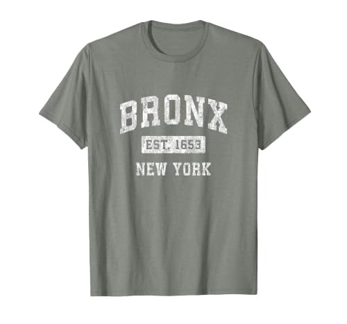 Bronx New York NY Vintage Established Sports Design T-Shirt, Men, Olive Heather, Large