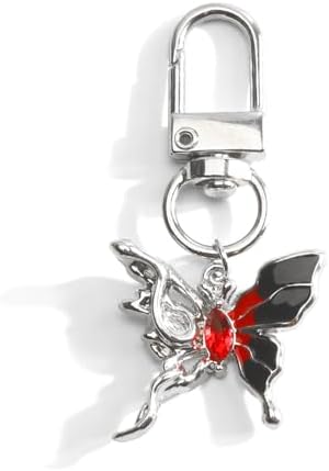 Butterfly Keychain,Y2K Keychain with Red Rhinestone,Gothic Bag Charm for Keys Purse Handbag Women Birthday Christmas image 5