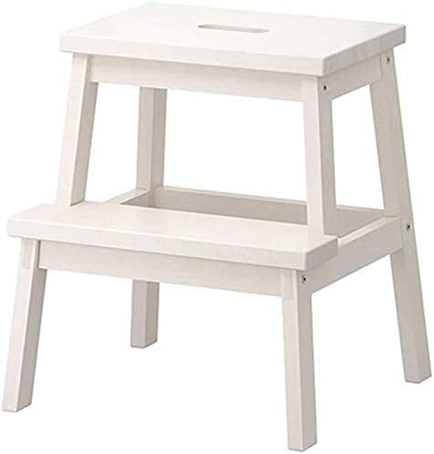 Chaise d'escalier domestique escabeau mobile élargi bois blanc OKUOKA