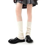 KAVOBO Women's Over Knee Leg Warmers, White Soft Wool Socks Stackable Knit for Winter, Useful Fashion Gifts for Christmas Birthday Party Dance Size 5-9