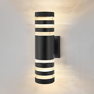 Xpork Outdoor Round Wall Light Waterproof Garden Wall Lamp Stainless Steel Aluminum LED Wall Lamp Downlight Garden Yard Outdoor Patio Downlight Indoor Lighting Lamp for Garden Wall Fixture (Black)