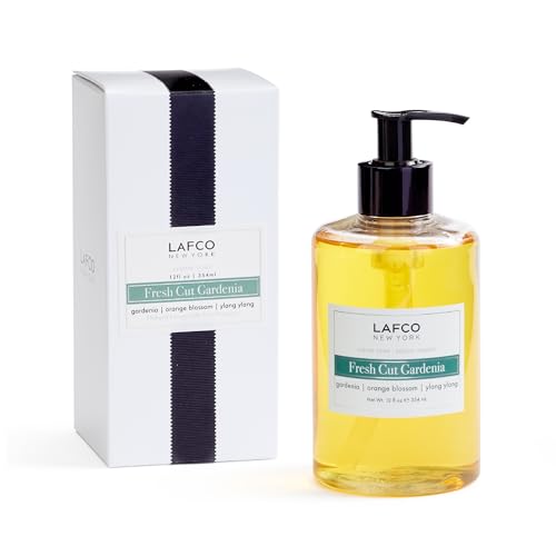 LAFCO New York Liquid Soap, Fresh Cut Gardenia - 12 oz - Regenerates, Protects & Moisturizes - All Skin Types - Hypoallergenic, Synthetic Free & Cruelty Free - Made in Italy