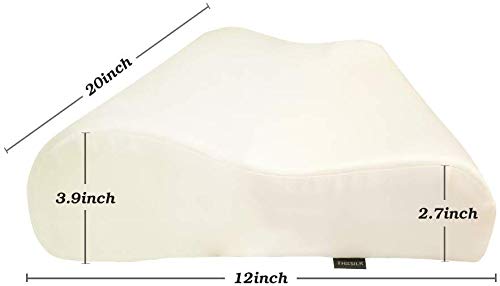 Thxsilk 19 Momme Mulberry Silk Pillowcase For Contour Memory Foam Pillow Latex Pillow Cover Cervical Pillow Case, Washable (Natural White, 20" X 12" X 3.9"/2.7", Pack Of 1) #TOP1