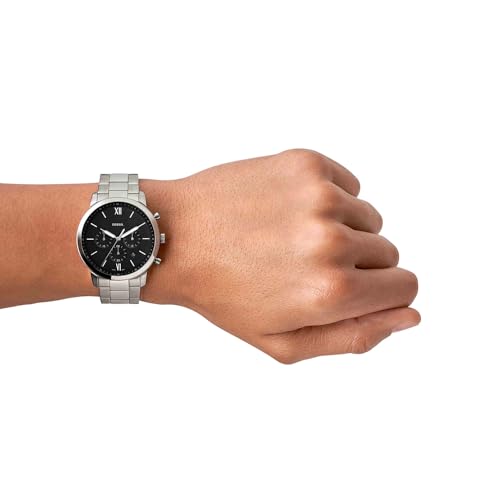 Fossil Watch for Men Neutra, Quartz Chronograph Movement, 44 mm Silver Stainless Steel Case with a Stainless Steel Strap, FS5384