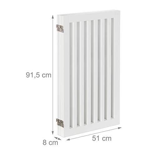Relaxdays Absperrgitter, HxB: 91,5 x 204,5 cm, 4 Panel, faltbar, mit Füßen, verstellbares Hunde Schutzgitter, MDF, weiß