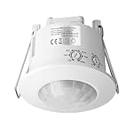 SENSKY Indoor 360° PIR Motion Sensor - Recessed Ceiling Flush Mounted Motion Detector,Infrared Motion Sensor for Light Switch, Programmable Settings, Ideal for LED Lights in Home, Office & Hallway