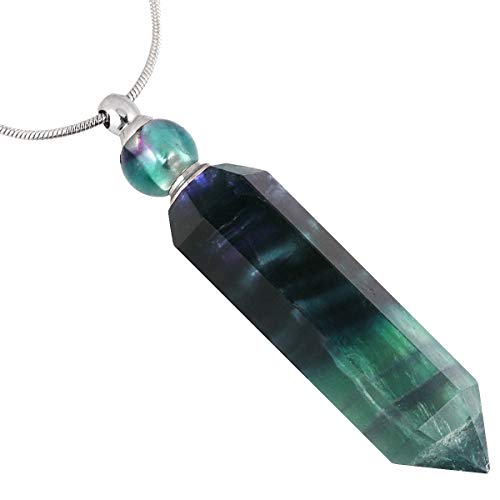 SUNYIK Stone Essential Oil Diffuser Necklace for Women, Hexagonal Pointed Healing Crystal Perfume Bottle Pendant with Chain for Men, 28"2