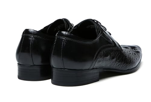 Santimon Men's Genuine Leather Oxfords Formal Dress Shoes - Pointed Toe Lace-Up Derby Shoes with Crocodile Embossed Design for Business Casual & Prom Wedding4
