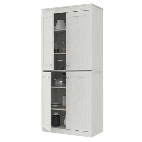 Inval Shaker Style Buffet 4-Door Tall Cabinet, Washed Oak #TOP6