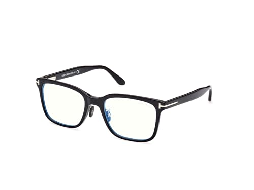 Image of Tom Ford Eyeglasses FT 5853 -D-B Asian fit 001 Shiny Black,t Logo /Blue Bloc