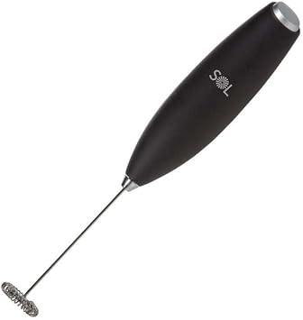 SOL - Coffee Set Battery Operated Milk Frother Handheld with Stainless Steel Whisk, Milk Frother Mixer for coffee Blending, Electric Milk Frother, Coffee, Milk - Black