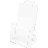Plymor Clear Acrylic Tri-Fold Brochure Literature Holder (Countertop/Slatwall), Fits Documents Up to 4
