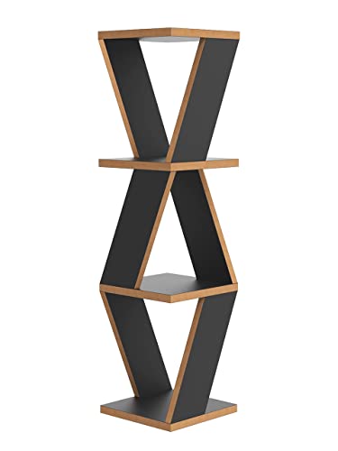 Image of Home Sparkle Triangular Corner Wall Shelf MDF Wall Shelf Rack Wall Mounted Floating Shelves (Black)