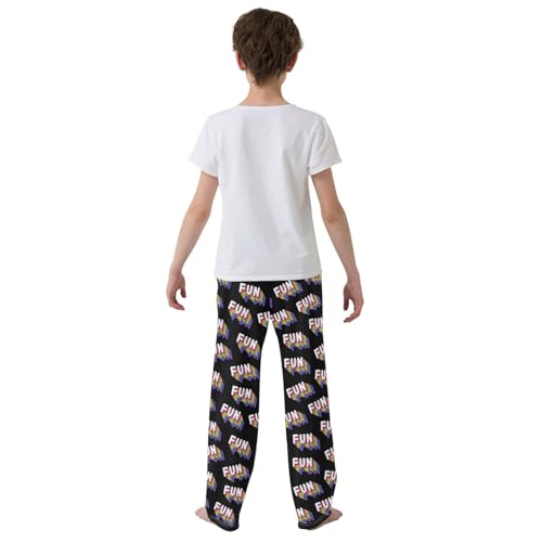 Fun Rainbow Print Boys Long Pants Soft Trousers Elastic Waist Kids Lounge Bottoms with Pockets S-XL3