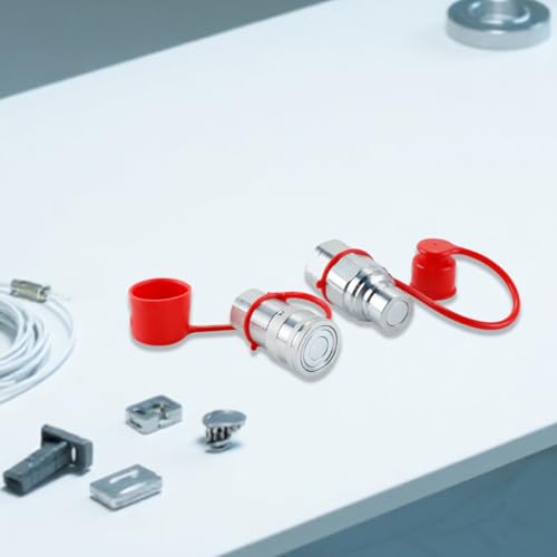 Orivin 1/2 Zoll Staubdichte Hydraulikkupplungen, 1/2 Zoll NPT-Hydraulik-Schnellkupplungen Für Kompaktlader Mit 2 Staubkappen (ISO16028)