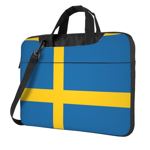 Bolso de hombro para portátil resistente con costuras reforzadas y estampado de Suecia