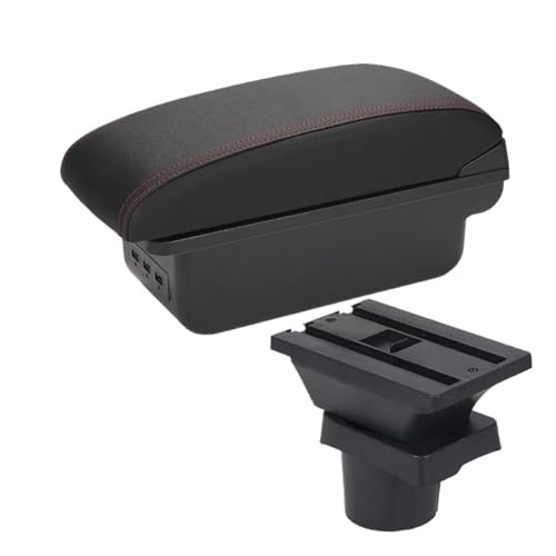 AMXDHH Fit for Skoda Citigo Fit for VW UP Fit for Seat MII Car Armrest Console Storage Box Cup Holder Car Accessories(B1 Black red 3USB)
