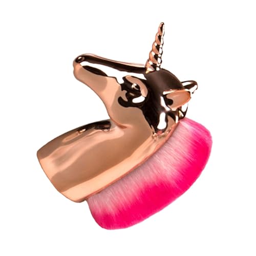 OSOLADY 1Pc Unicorn Shape Makeup Brush with Golden Handle and Pink Bristles for Women and Professional Cosmetic Brush for Blush and Foundation Makeup Lovers
