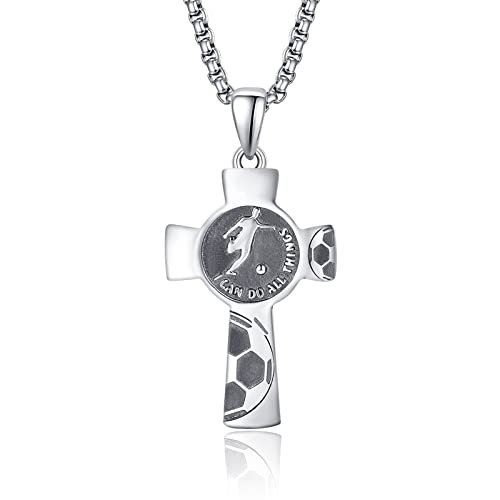Admetus Soccer Necklace For Boys 925 Sterling Silver Cross Pendant For Men Sport Jewelry Athlete Gifts #TOP7