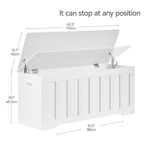 433 Storage Chest Extra LargeStorage Trunk with 2 Safety HingesWooden Storage BenchShoe Bench433x157x191 InchEasy AssemblyStorage Bench for BedroomLiving RoomentrywayWhite