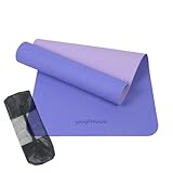 yogiRock (ヨギロック) ヨガマット 145 ×61cm 小さめ TPE 6mm 滑り止め 袋付 セット トレーニングマット ピラティスマット 【SGS認証済】 (パンジーパープル×ライラックパープル)