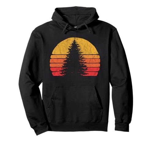 Mountain Life Outdoor Junkie Tees RXR50MHQJQJ Solitary Pine Tree Sun - Vintage Retro Outdoor Graphic Pullover Hoodie,Long Sleeve cover