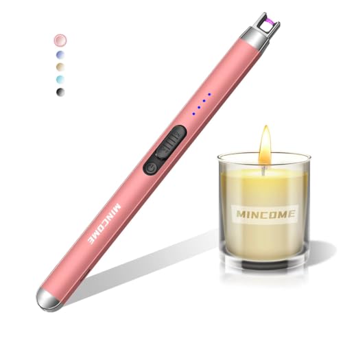 MINCOME Candle Lighter Electric Rechargeable USB Plasma Arc Lighter with Safety Lock, Windproof Flameless Long Matches Lighters for Candle,Grill,BBQ,Camping,Gas Stove
