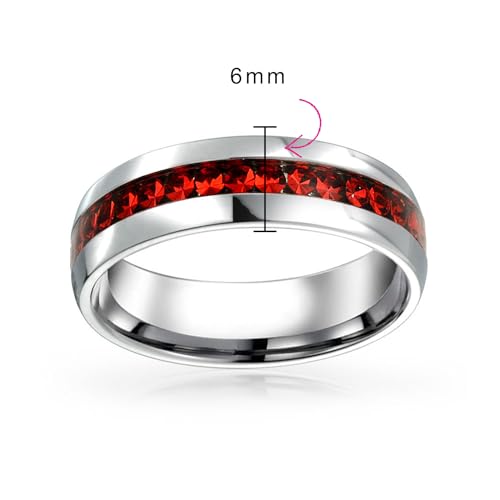 July Birthstone Month Crystal Eternity Band Ring Stainless Steel Custom Engraved4