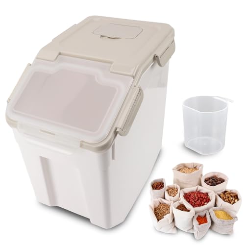 Wgfoip Contenedores De Almacenamiento De Alimentos De Gran Capacidad, Contenedores Herméticos De Almacenamiento En Seco, Impermeables Con Taza Medidora Para Arroz, Cereales, Harina 25