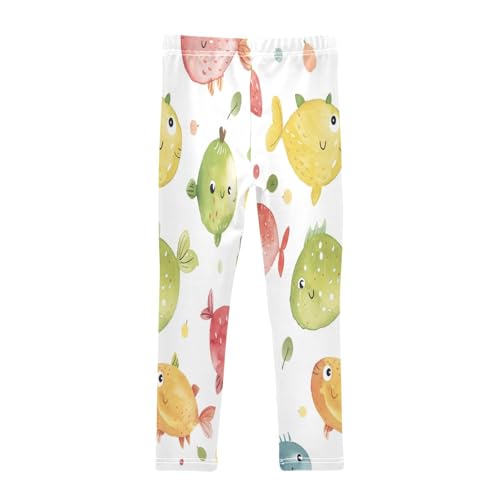 Bolaz Toddler Girls Leggings Printed Yoga Pants Leggings Green Red Fish for Kids2