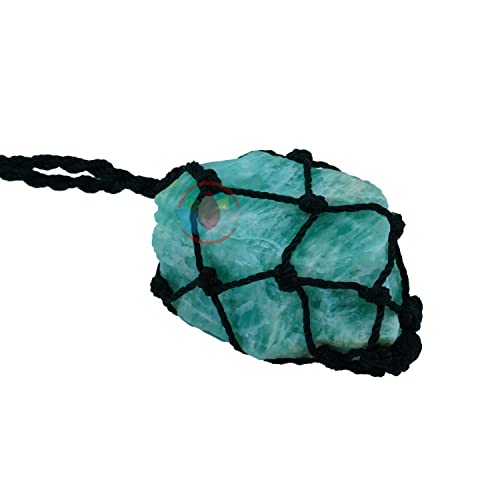 Image of REMEDYWALA Charged Energized Raw Stone Thread Cage Wrapped Pendant | Raw Stone Thread Cage Wrapped Pendant for Women and Men