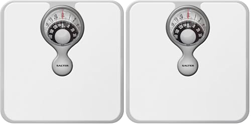 Salter 484 WHDR Báscula Mecánico De Baño, Báscula de peso corporal de fácil lectura con lente de aumento, Plataforma Con Capacidad Máxima De 133kg, Lente De Aumento Incluido, Sin Pilas, Mide En Kg/lb