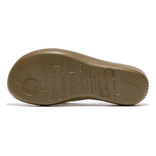 Image of FitFlop Womens iQushion Rubber Flip-Flops with Contoured Footbed for Walking, Lightweight Ergonomic Flip Flop Sandals with Arch Support and Foot Impact Pillows
