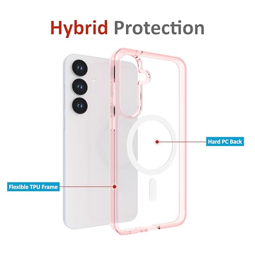 Image of Case for Samsung Galaxy S25 Plus with Mag-Safe, [Anti-Yellowing Technology] [Military Grade Drop Protection] Shockproof Slim Hybrid Phone Case for Samsung Galaxy S25 Plus 5G - Crystal Pink