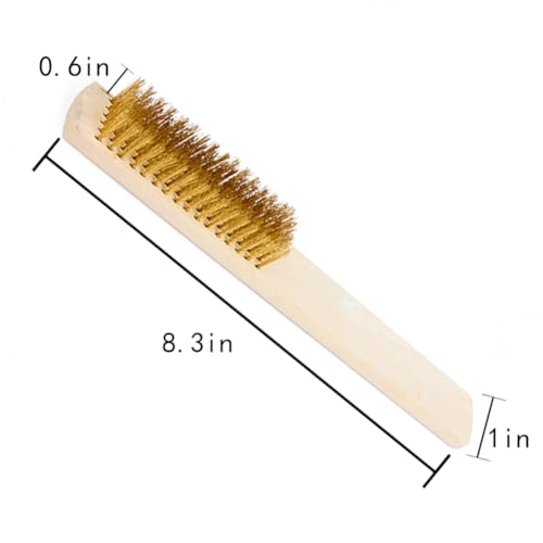 Image of Wire Brush,Stainless Steel Wire Scratch Brush for Cleaning Rust with 8.3 inch inch Long Curved Beechwood Handle