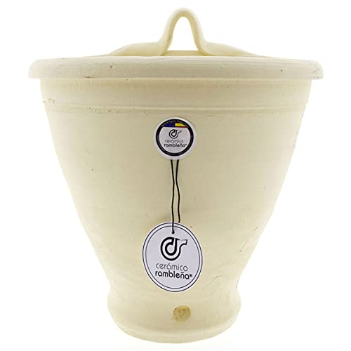 CERÁMICA RAMBLEÑA | Maceta Pared Patios de Córdoba en Arcilla rambleña - Modelo A03 | Maceta Grande | Maceta Exterior | Maceta Colgante | 100% Hecho a Mano | 24x21x27 cm