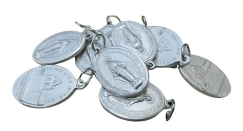 Lot de 10 médailles Vierge miraculeuse et église, basilique, avec anneau en argent