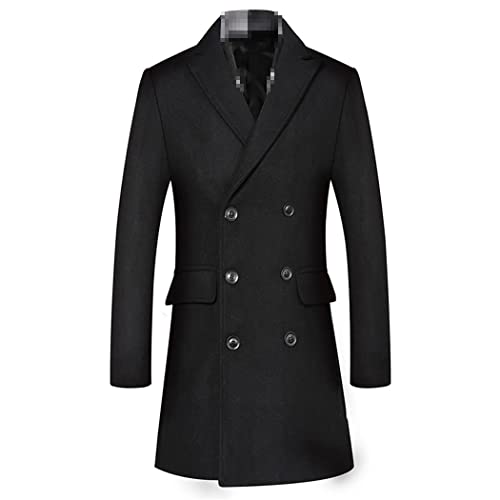 Winter Wool Coat Men Double Breasted Overcoats British Trench Coat Male Pea Coat Woolen Blends Jacket2