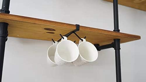Coffee Mug Holder - 304 Stainless Steel ,Cup Rack Under Shelf ,Fit for The Cabinet 0.8" or Less (4-Hooks)… (Black, 1 Pieces)