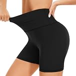 BLONGW Cycling Shorts Women- High Waisted Biker Shorts Tummy Control Black Yoga Gym Workout Athletic Running Sports Short Leggings UK Gift for Women（Black,L-XL）