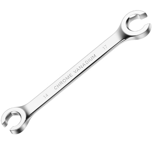 Image of TIBOO DAY Flare Nut Wrench, 14mm x 17mm Double Open End Metric Wrench for Removing and Replacing Nuts for Automotive Repairs and Household Maintenance