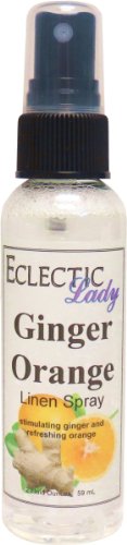 Ginger Orange Linen Spray (Double Strength), 16 ounces - Eclectic Lady Sheet and Linen Spray - No Artificial Colors, Parabens, or Preservatives - Long-Lasting Scent for Bed, Fabric & Pillow