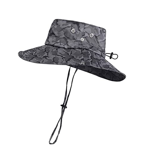 KOOLSOLY Atmungsaktive breite Krempe, Boonie Hut Outdoor Wasserdicht UPF 50+ Sonnenschutz Mesh Safari Sonnenhut für Reisen Angeln Cover