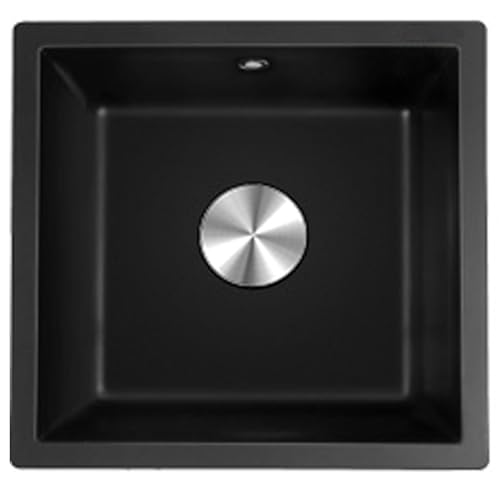 Genérico Fregadero de Cocina de Acero Inoxidable, Fabricado artesanalmente en Piedra de Cuarzo, con diseño bajo encimera, colador y desagüe Empotrado, Color Gris 7155. Ideal para cocinas Modernas.