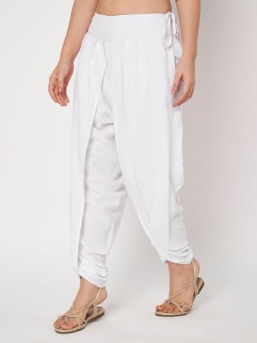 Image of 9rasa Women's Viscose Hand Block Printed Belt Freesize Dhoti Chudidar for Ethnic Casual Fusionwear (Fits Waist 26-38 inch Inches)