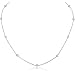 Humble Chic Simulated Diamond Station Necklace - Crystal CZ Cubic Zirconia Rhinestone Dainty Delicate Chain, Silver-Tone