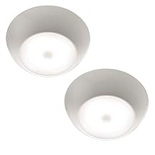 عوارض MB990 300 Lumen LED UltraBright بطارية لاسلكية تعمل بالطاقة استشعار الحركة الداخلية / الخارجية ضوء السقف ، 2-حزمة ، أبيض