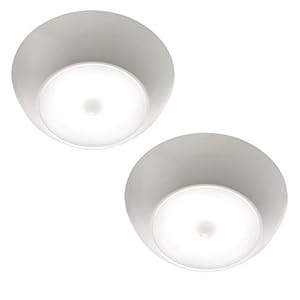 Beams MB990 300 Lumen LED UltraBright Wireless Battery Powered Motion Sensing Indoor/Outdoor Ceiling Light, 2-Pack, White