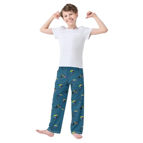 Boys' Pants Flat Toucan Tropic Bright Bird Long Bottoms Jogger Pants Elastic Waist Trousers with Pockets S-XL2
